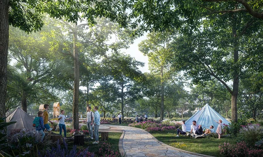 Gia đình cắm trại cùng con trong vườn tại Eco Retreat