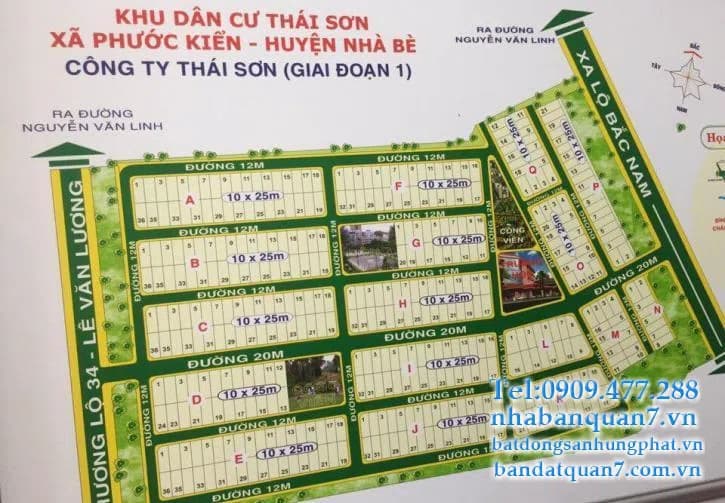 Bán đất Thái Sơn Nhà Bè, 10x25m giá 62 tr/m2